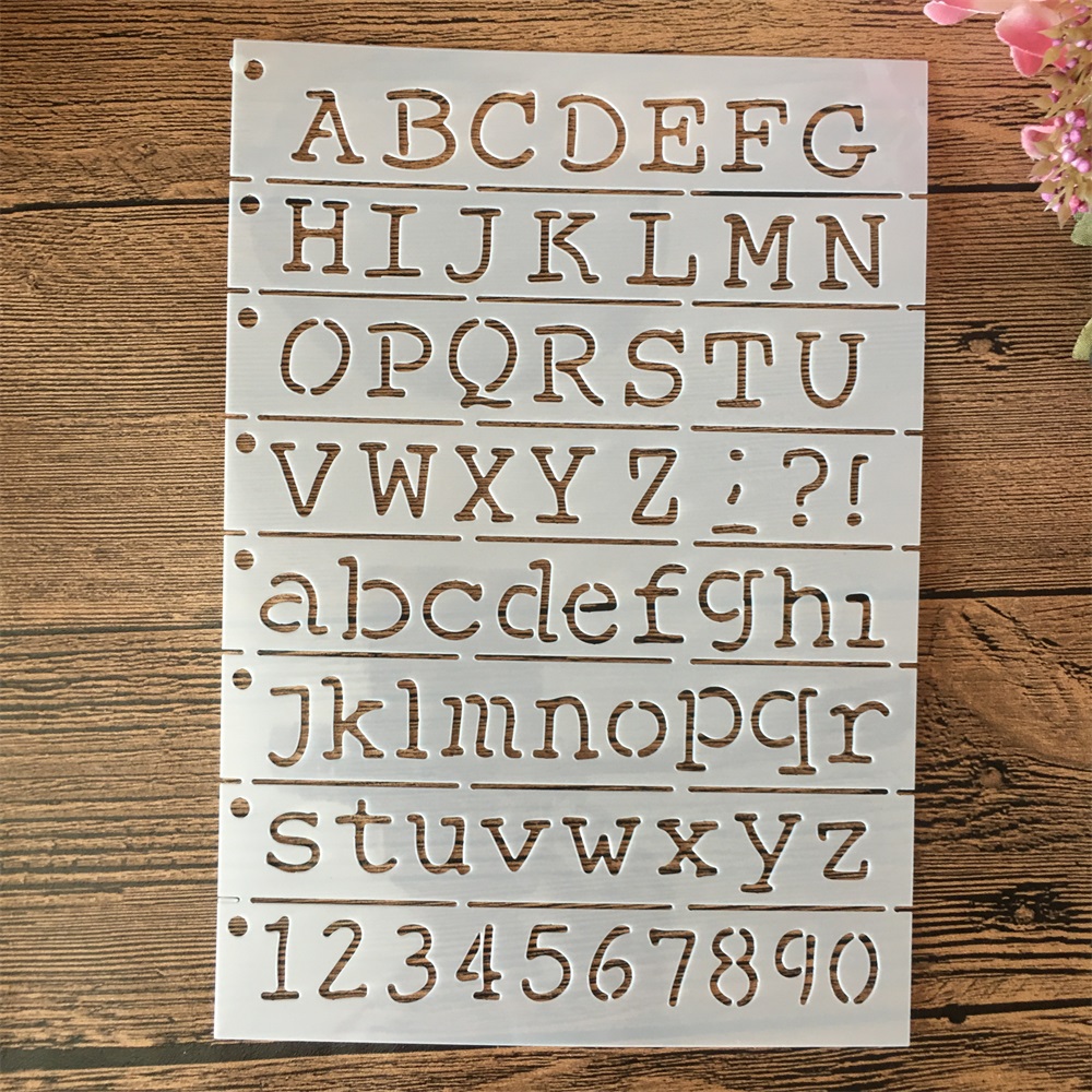 Photography Font - A5 21 ซม.ตัวอักษรตัวอักษร Layering Stencils ภาพวาดสมุดภาพสี