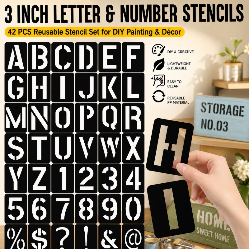Photography Font - ชุดลายฉลุตัวอักษรและสัญลักษณ์ขนาด 3 นิ้ว Fromthenon แบบนำกลับมาใช้ใหม่ได้ สำหรับงาน