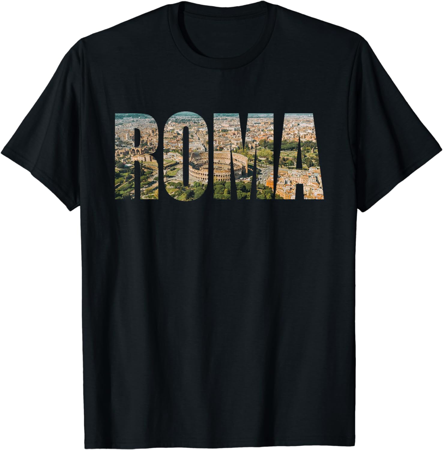 Photography Font - เสื้อยืดแบบอักษรการถ่ายภาพเส้นขอบฟ้าในเมืองโรมอิตาลีอิตาลี