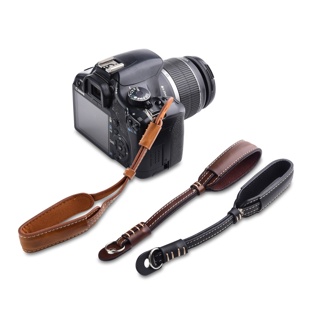 Camera Strap Leather - กล้องหนัง Hand Grip แหวนโลหะสายรัดข้อมือสําหรับ Canon EOS