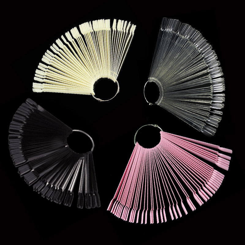 Color Checker Card - 4 สี 50 ชิ้นเคล็ดลับเล็บปลอมเล็บปลอมสีอะคริลิคแผนภูมิ Palette หัวเข็มขัดแหวนฝึกจอแสดงผลเครื่องมือ